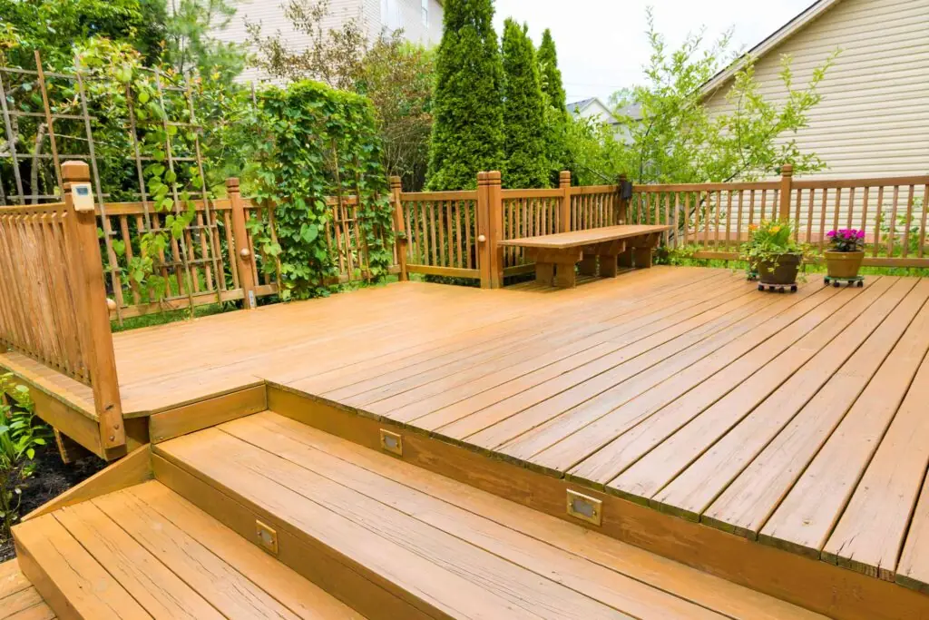 Timber garden decking built by Acorn Fencing
